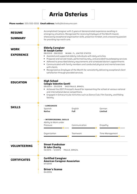 Elderly Caregiver Resume Sample | Kickresume