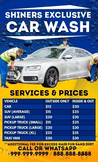 Car Wash Services & Prices Template in 2021 | Car wash services, Car wash, Price list template