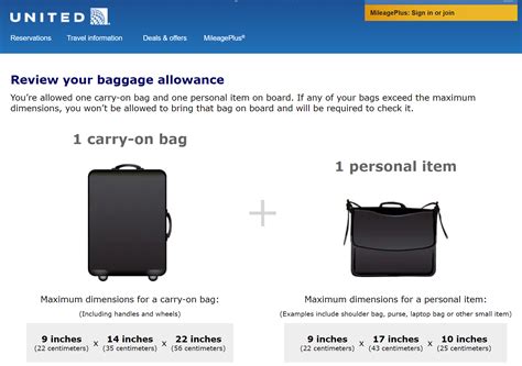 United Airlines International Flight Carry On Baggage Size | semashow.com