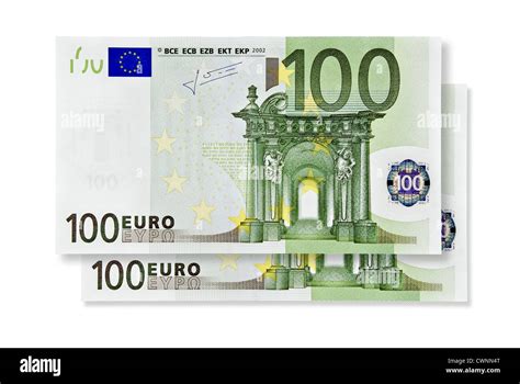 Two 100 Euro banknotes, 200 Euros, european currency, isolated on 100% white background Stock ...