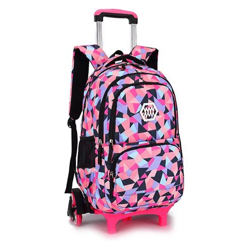 New Removable Children School Bags with 2/6 Wheels for Girls Trolley Backpack Kids Wheeled Bag ...