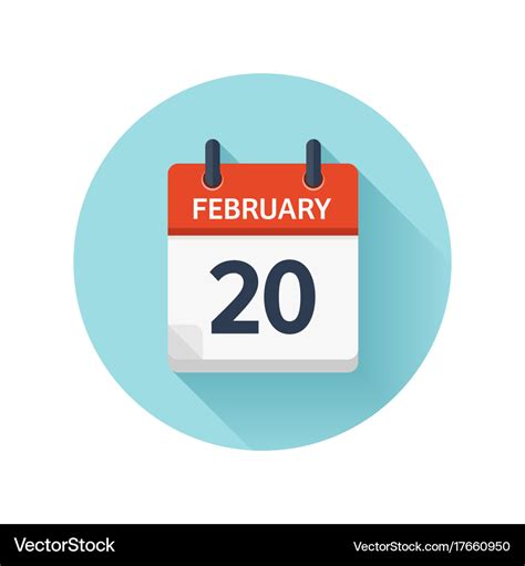 February flat daily calendar icon date Royalty Free Vector