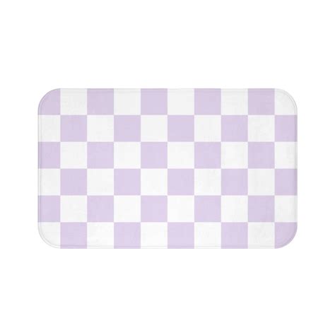 Lavender and White Checkered Floor Mat Bathroom Decor Kitchen Mat Home Decor Bathroom Rug Danish ...