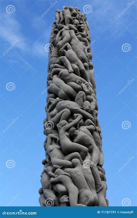 Sculpture Monolith in the Vigeland Park Editorial Photo - Image of creature, oslo: 71187791