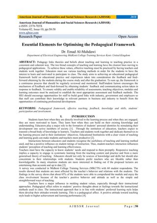 Essential Elements for Optimising the Pedagogical Framework | PDF