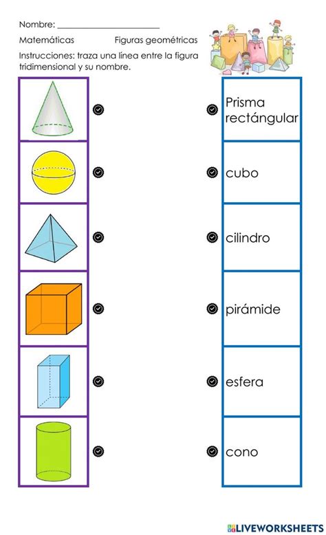 Figuras Geometricas 3d interactive worksheet | Math addition worksheets, Interactive activities ...