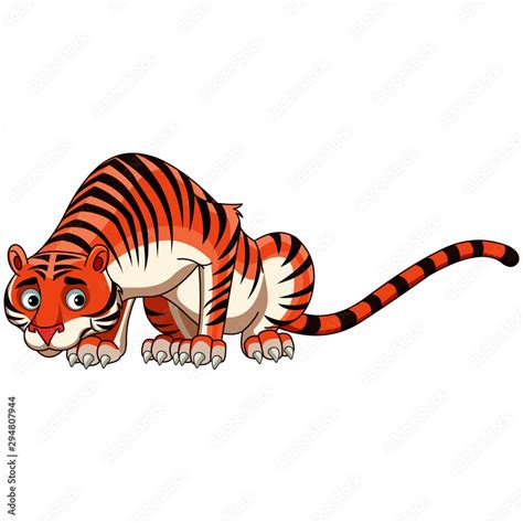 Scared Tiger - Cartoon Vector Image Stock Vector | Adobe Stock