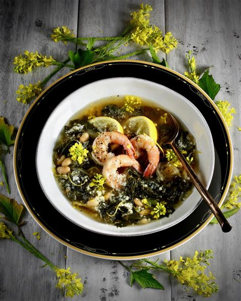 Mustard Greens Soup with Foraged Mustard Flowers - Taste With The Eyes