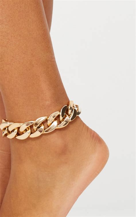 Gold Chunky Chain Anklet | Accessories | PrettyLittleThing