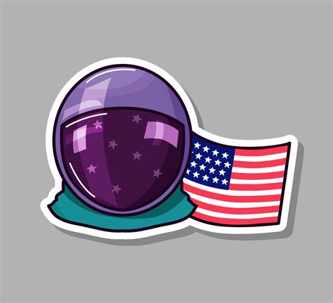 Space sticker with astronauts and the American flag. Vector illustration. 6685279 Vector Art at ...