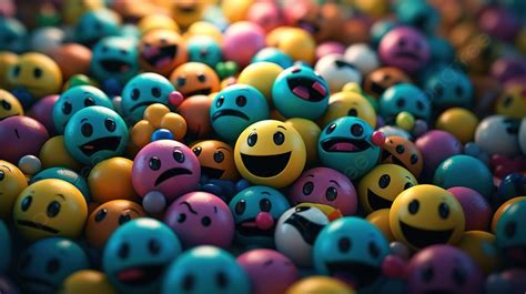 Colorful Emoji Balls And Smiling Faces Background, 3d Colorful Emojis Background Concept, Hd ...