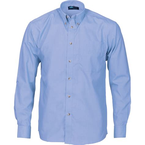 DNC WORKWEAR POLYESTER COTTON CHAMBRAY BUSINESS SHIRT LONG SLEEVE