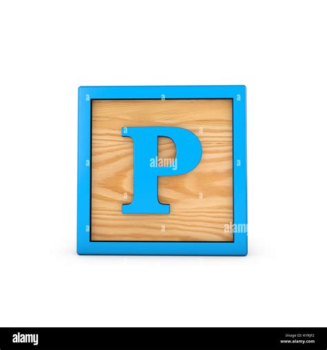 Letter P wodden childrens toy alphabet block. 3D Rendering Stock Photo ...