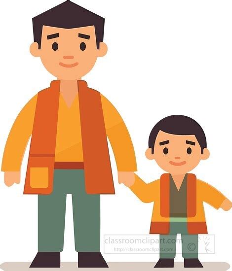 Family Clipart-asian father holding his sons hand clip art