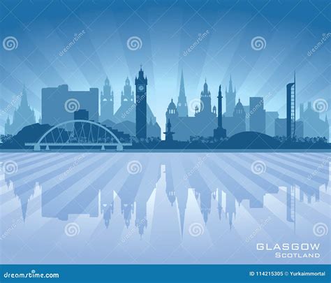 Glasgow Scotland Skyline City Silhouette Stock Vector - Illustration of ...