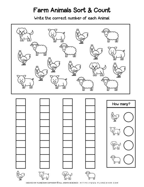 Worksheet Count And Match Farm Animals 9C5 | Farm animals preschool, Animal worksheets, Math ...