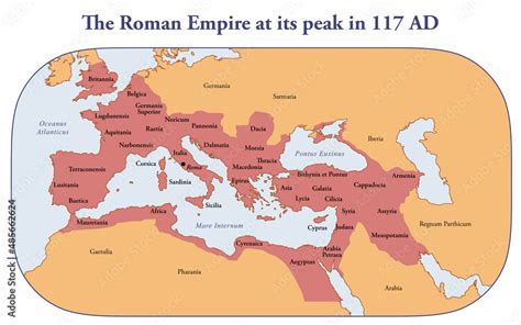 Map of Roman Empire territory at its peak Stock Illustration | Adobe Stock