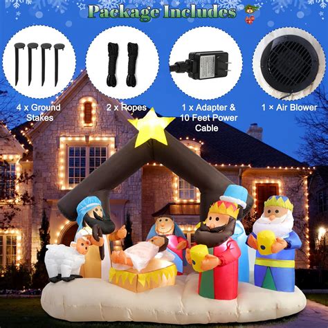 Buy Christmas Inflatable Nativity Scene with Baby Jesus, Parents, Three ...