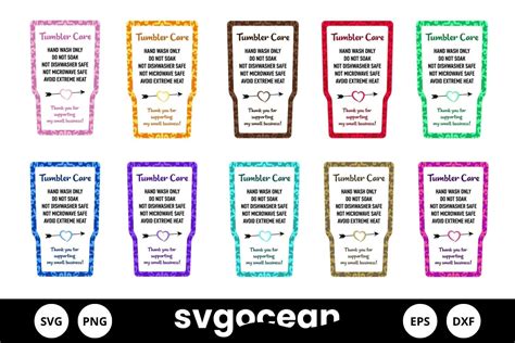 Tumbler Care Cards SVG Bundle Graphic by SvgOcean · Creative Fabrica