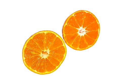 Two half piece slice of fresh orange isolated on transparent background with clipping path ...