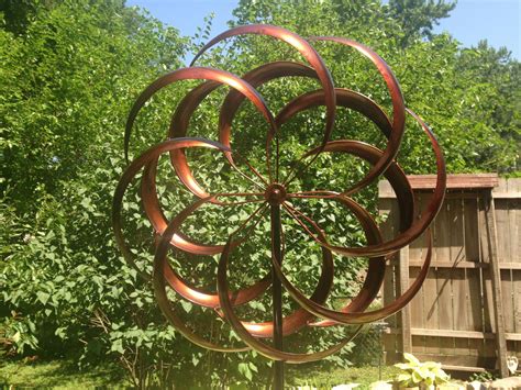 large 2 ft Kinetic wind Sculpture Modern Art Dual spinner metal outdoor Pinwheel | eBay | Wind ...