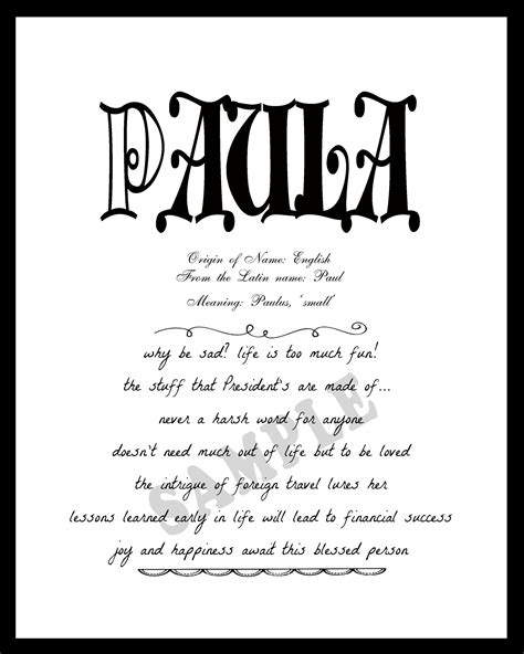 PAULA Name Meaning Print/ Digital Download/Baby Name Meaning | Etsy