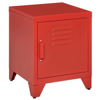 Homcom Industrial End Table, Living Room Side Table With Locker-style Door And Adjustable Shelf ...