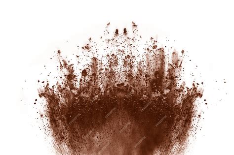 Premium Photo | Brown color powder explosion on white background.