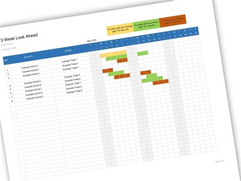 Look Ahead Schedule Template ⋆ Calendar for Planning