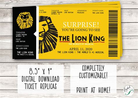 Lion King Event Tickets | Etsy