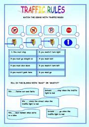 Traffic rules worksheets