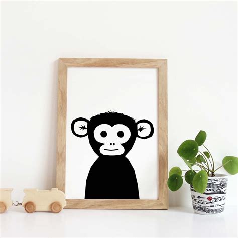 Baby Monkey Nursery Print Kids Room Decor Monkey Wall Art | Etsy