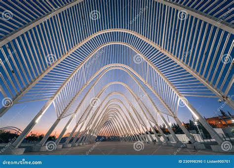 Buildings and Architecture at the Athens Olympic Stadium at Dusk ...