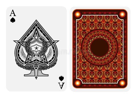 Ace of Spades Face with Crossed Torches with Star and Back with Modern Geometrical Texture on ...