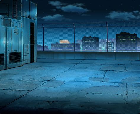 Anime Landscape: Hospital Rooftop at Night (Anime Background)