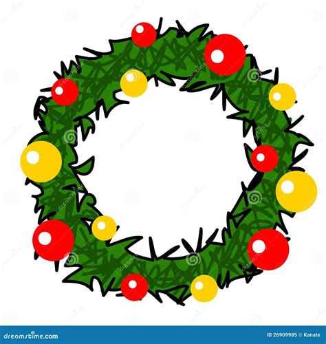 Christmas Wreath Cartoon. Royalty Free Stock Photo - Image: 26909985