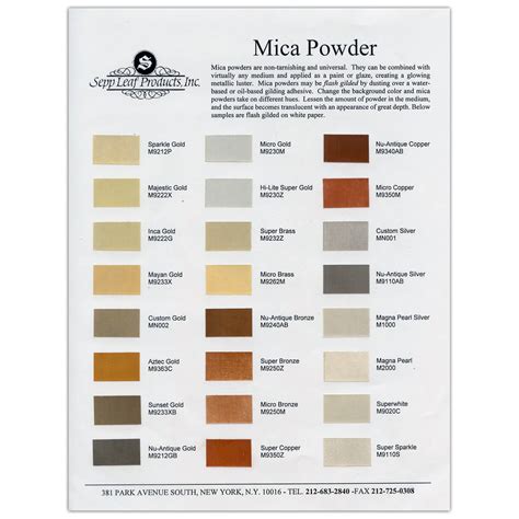 Mica Powder Color Chart | TALAS