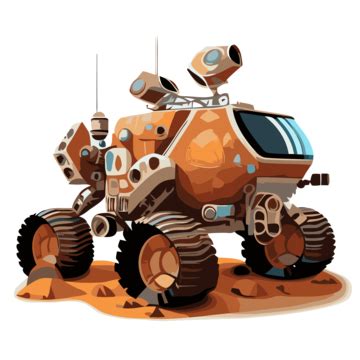 Mars Rover Vector, Sticker Clipart An Orange Mars Rover At The Desert Cartoon, Sticker, Clipart ...