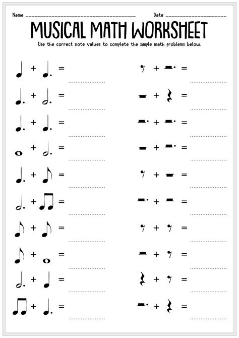 Printable Music Note Math | Music theory worksheets, Music theory, Learning music notes