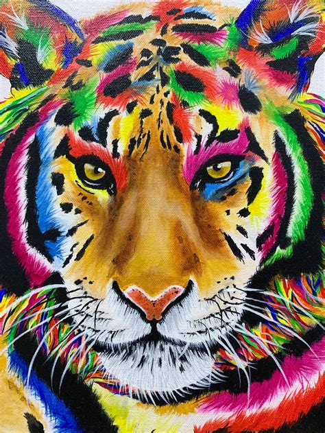 Original Abstract Colourful Tiger The Power Within Acrylic | Etsy