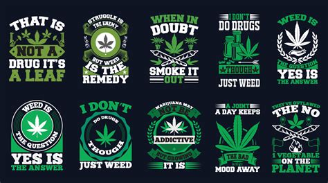 Cannabis T-Shirt Design Bundle 18814825 Vector Art at Vecteezy