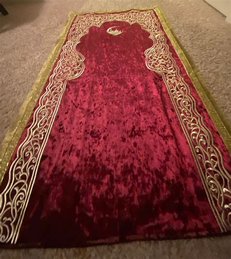 Muslim Prayer Rug Handmade Gold Embroidered Velour Bukhara - Etsy