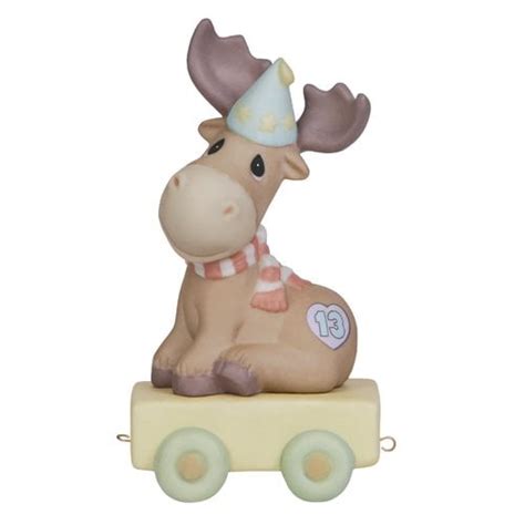 Precious Moments, You Mean The Moose To Me, Birthday Train Age 13, Bisque Porcelain Figurine ...