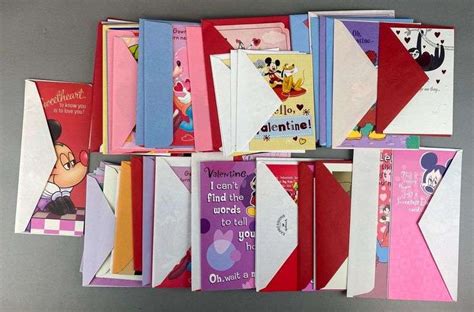 Group of 50+ Disney Valentines Day Cards - Matthew Bullock Auctioneers