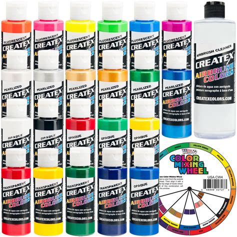 Createx Colors Airbrush Paint - 22 Colors and Cleaner - 2 oz - Walmart.com