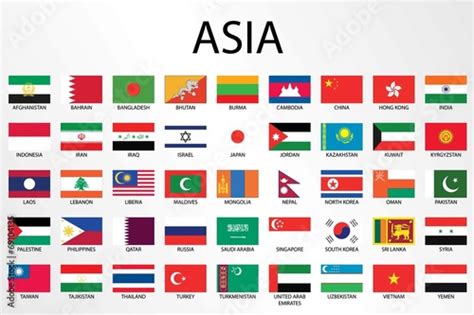 "Alphabetical Country Flags for the Continent of Asia" Stock image and ...