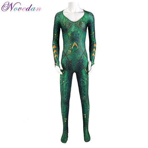 Justice League Aquaman Mera Costume Amber Heard Queen of the Sea Mera Bodysuit Superhero ...