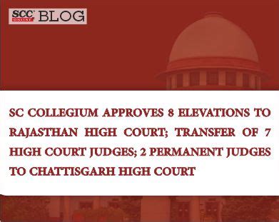 SC Collegium approves 8 elevations to Rajasthan High Court; transfer of ...