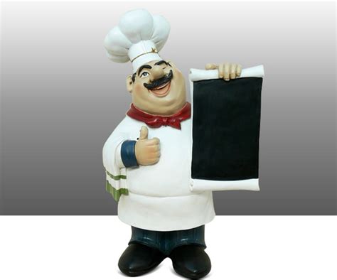 Fat Chef Kitchen Statue Figure Holding Menu Board Table Art Decor ...