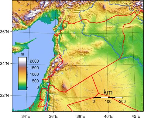 Detailed topography map of Syria. Syria detailed topography map ...